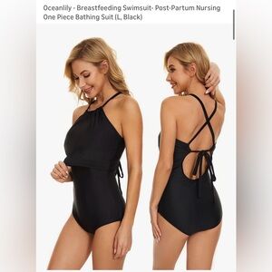 Women's Black One Piece Nursing Swimsuit